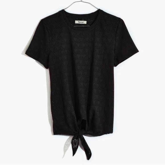 NWT Madewell Tie-front Geo Eyelet Top - Picture 3 of 5